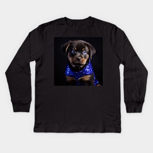 Rottweiler Puppy Portrait Kids Long Sleeve T-Shirt